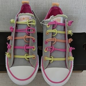 Converse nolace gray slip on sneakers with color